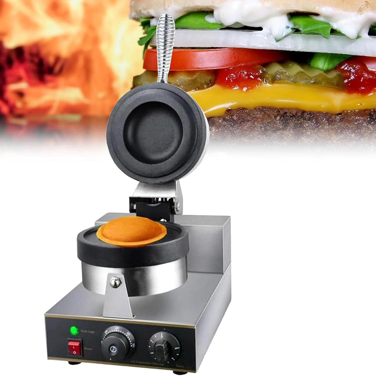 Dfdieratve Machines à gaufres et croques, 1200 W, 110 V/220 V, Noir, Presse à Panini Brioche Burger Réchauffeur Commercial