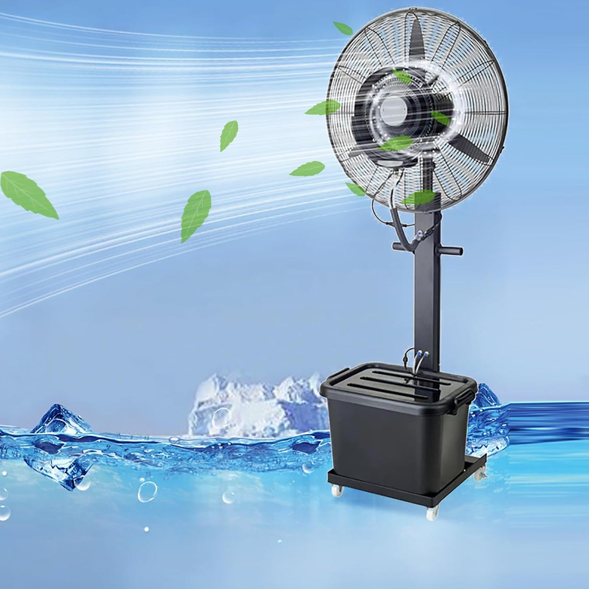 JCSRYD ventilateur sur pied, 42 L, 220 V, 61 cm, Blanc, avec Brumisateur pour Une Brise Fraîche de Terrasse