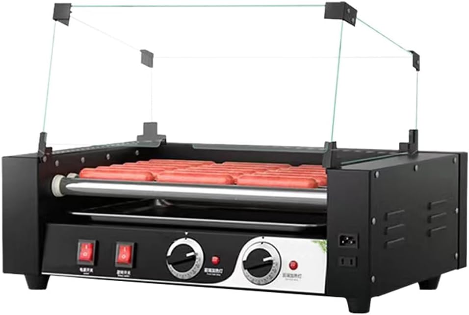 Machine rôtissoire, Transparent, à rouleau Hot Dog, automatique à saucisses avec double contrôle de la température 0-250 ℃