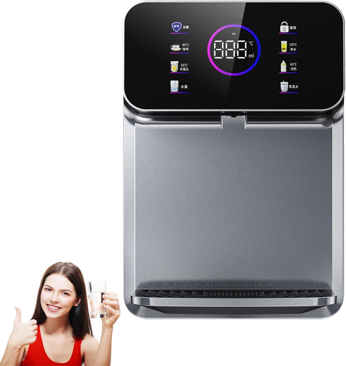 BDJSN distributeur d'eau chaude, 20 L, Noir, Distributeur d'eau Mural Alimenté sur Secteur, Comptoir /H, 5 Modes Prédéfinis