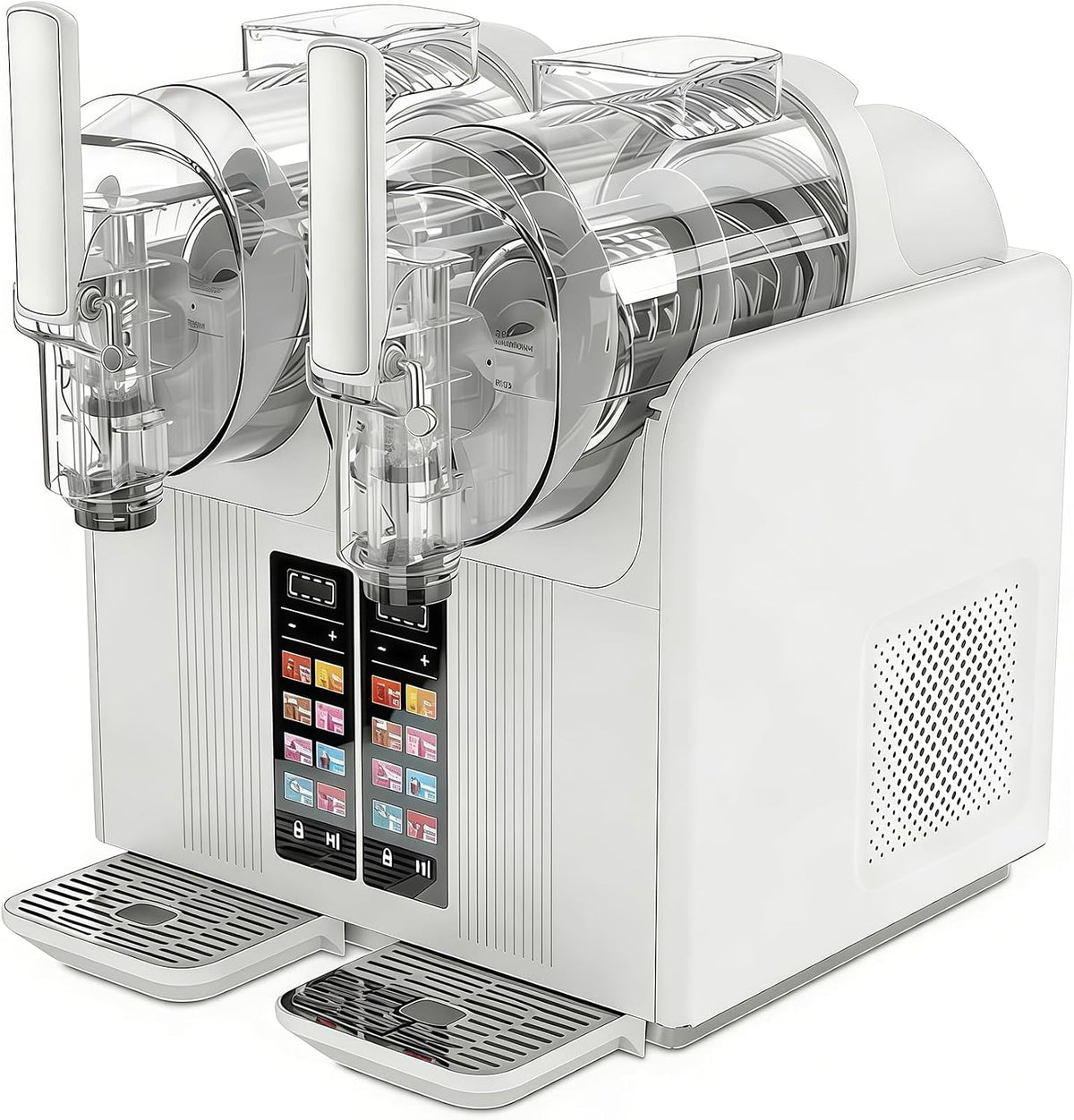 SHUMIAO sorbetière, Blanc, Machine à Granité et Glace Italienne 2 en 1, Professionnelle à Double Cuve, Distributeur Tactile Intelligent pour Slush
