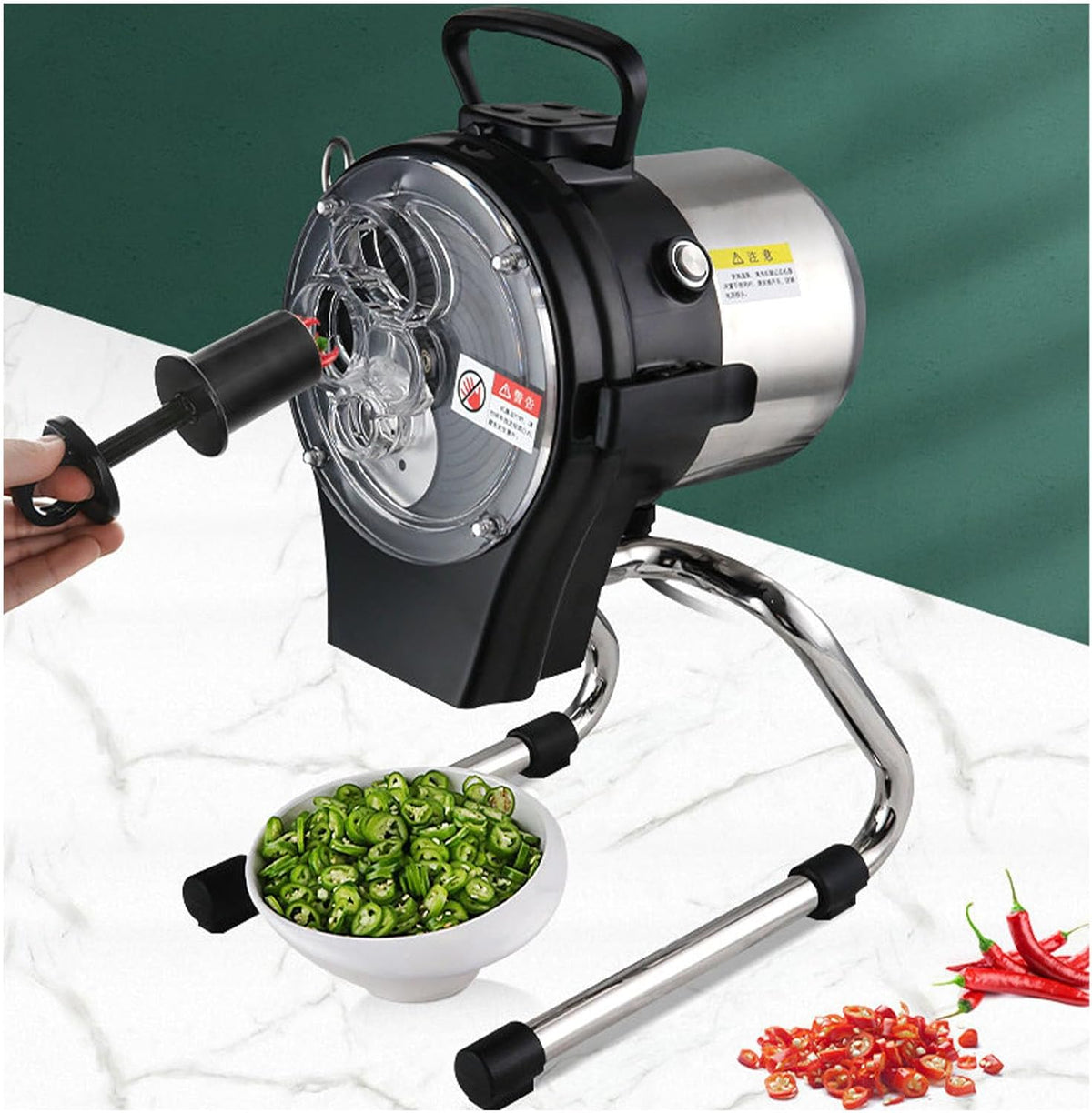 UPLTOE trancheuse électrique, 110 W, 5 Mm, Noir, Trancheuse à Oignons Verts Professionnelle, Coupe-Légumes électrique Compact