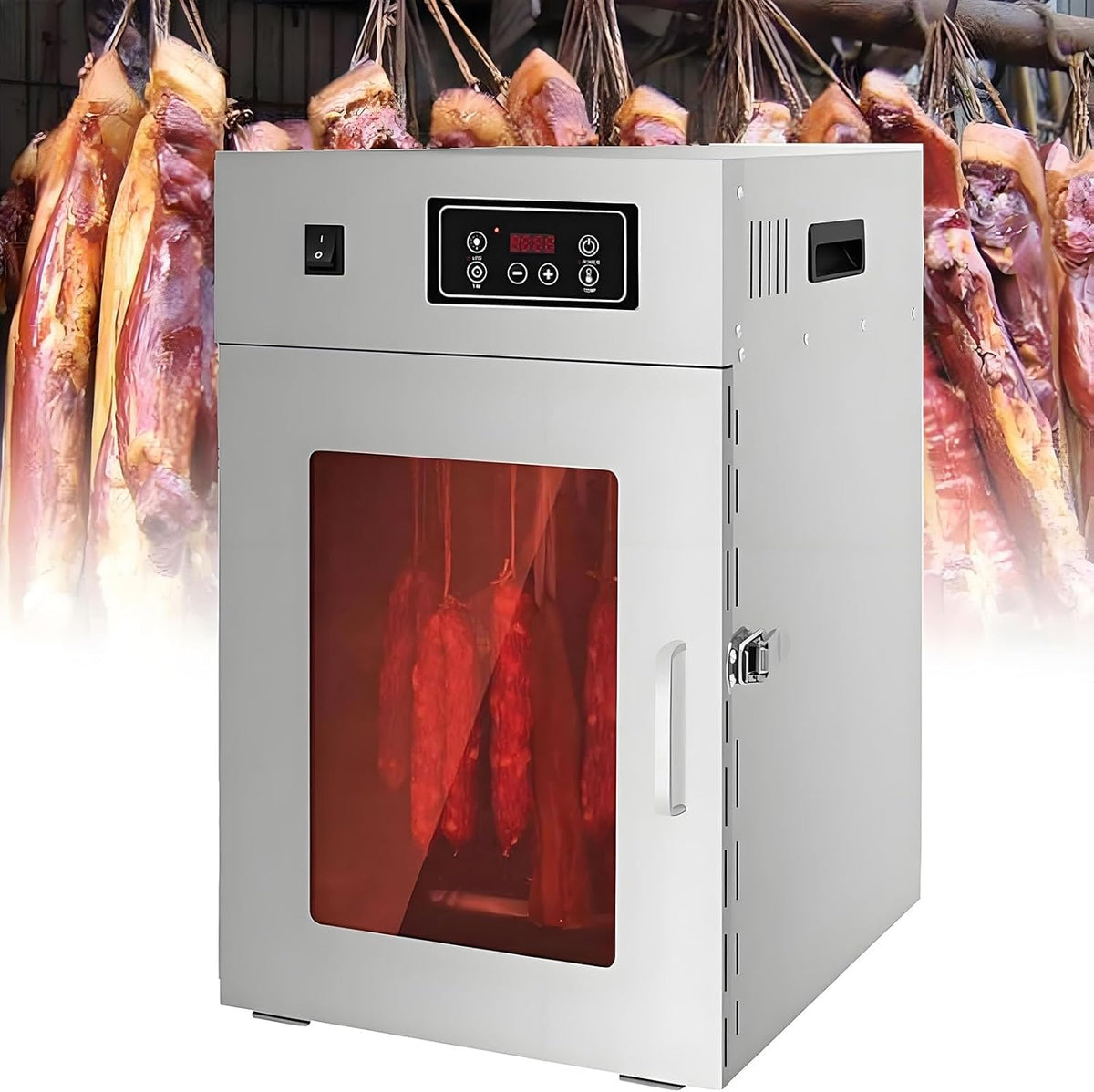 TPTAWF déshydrateur alimentaire, 110 V/220 V., Argenté, séchoir à viande rotatif en acier inoxydable, séchoir à viande domestique