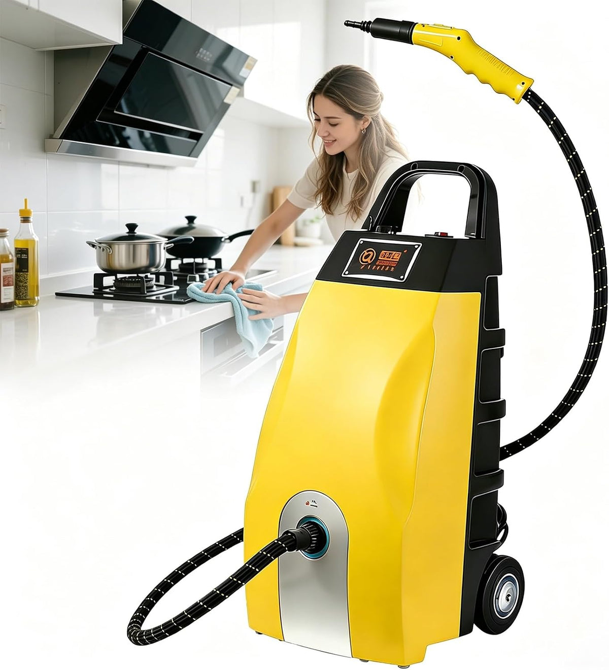 JINTVO nettoyeur vapeur, Jaune, Haute Température, Professionnel, Triple Protection, Utilisable Dans De Nombreux Contextes