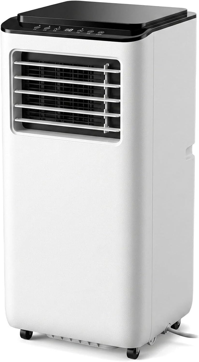 climatiseur portable HUANQIN, 14000 BTU, 12000 BTU, Noir, Climatiseur Mobile, Refroidisseur d'Air Basse Consommation avec Kit d'Installation