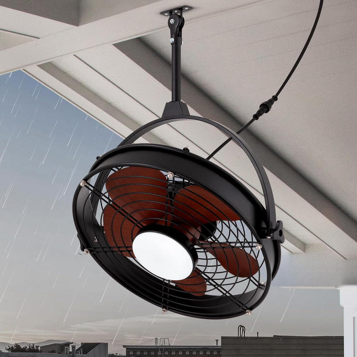 SPACORA Ventilateurs de plafond, 63,5 cm, Blanc, Ventilateur de plafond extérieur de avec éclairage et télécommande