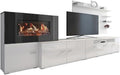 Skraut Home cheminée électrique, 290x170x45 cm, Blanc, - Meuble de Salon, 5 Niveaux de Flamme, Couleur Mat et laqué Brillant