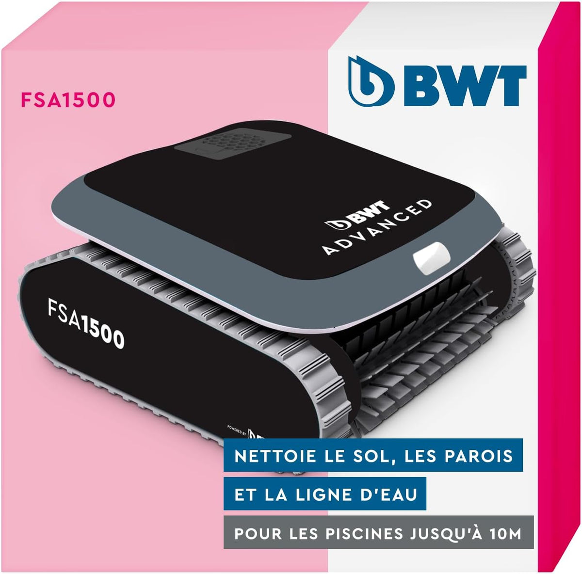 BWT Systèmes de nettoyage automatique, 10 m, Noir, Robot de Piscine FSA 1500, Ultra léger et Compact, piscines Jusqu'à de Long