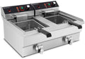 Equipementpro Friteuses, 2 x 10, Argenté, Friteuse Professionnelle Inox L avec Robinet, Haute Capacité pour Frites & Beignets