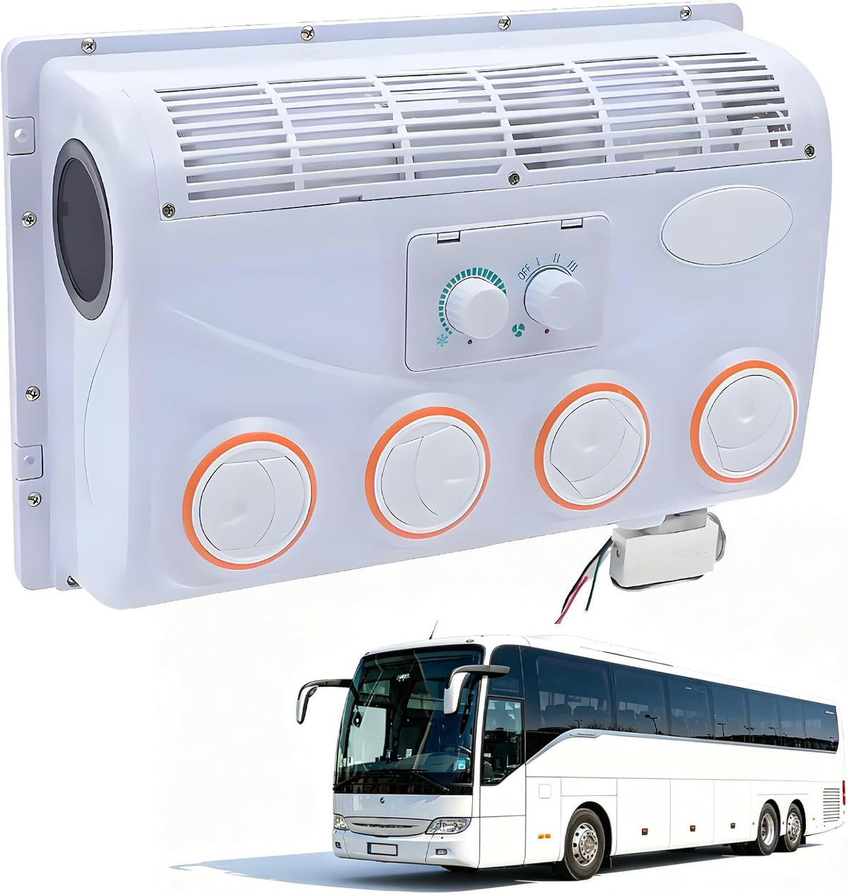 DNEPEI Climatiseurs, 48 x 30 x 13,8 cm / 18,9 x 11,81 x 5,43 pouces, 80-100 W, 12 V, Blanc, Climatiseur de Toit pour Camion/Camping-Car
