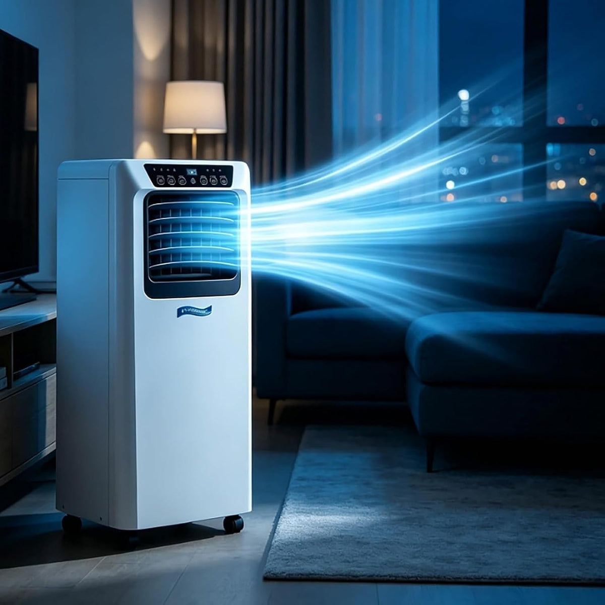 climatiseur portable Faozhuo, 9000 BTU, 9000btu, Blanc, Climatiseur Mobile Autonome Silencieux Puissant, Monobloc sans Unité Extérieure