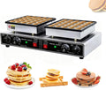TYH gaufrier, 54 × 29 × 16,5 cm / 21,26 × 11,42 × 6,5 pouces, 850 W + 850 W, 220 V 50-60 Hz, 1800 W, Noir + argent, Professionnel 50 Trous