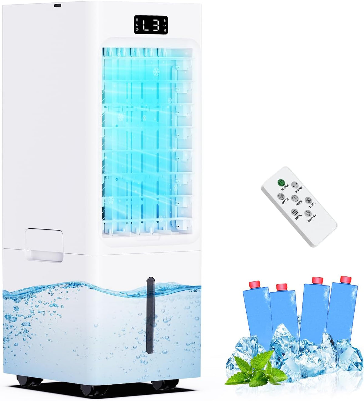 climatiseur portable PIAZCEW, 6 L, Blanc, Climatiseur Mobile 4 en 1, Rafraîchisseur d'Air avec Réservoir, 1-12H Minuterie