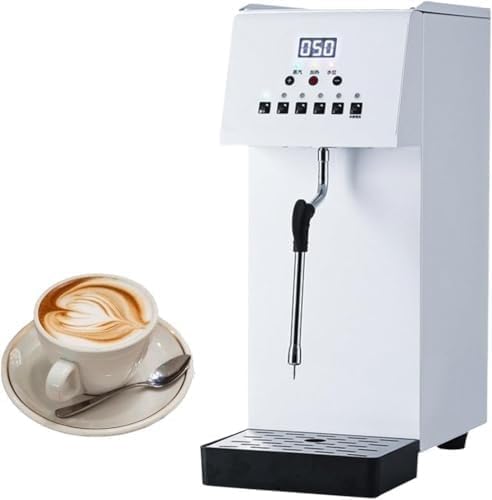 HTDRE Mousseurs à lait automatiques, 6 L, Argenté, Mousseur à lait et cuiseur vapeur professionnel, machine à mousser le lait pour café expresso