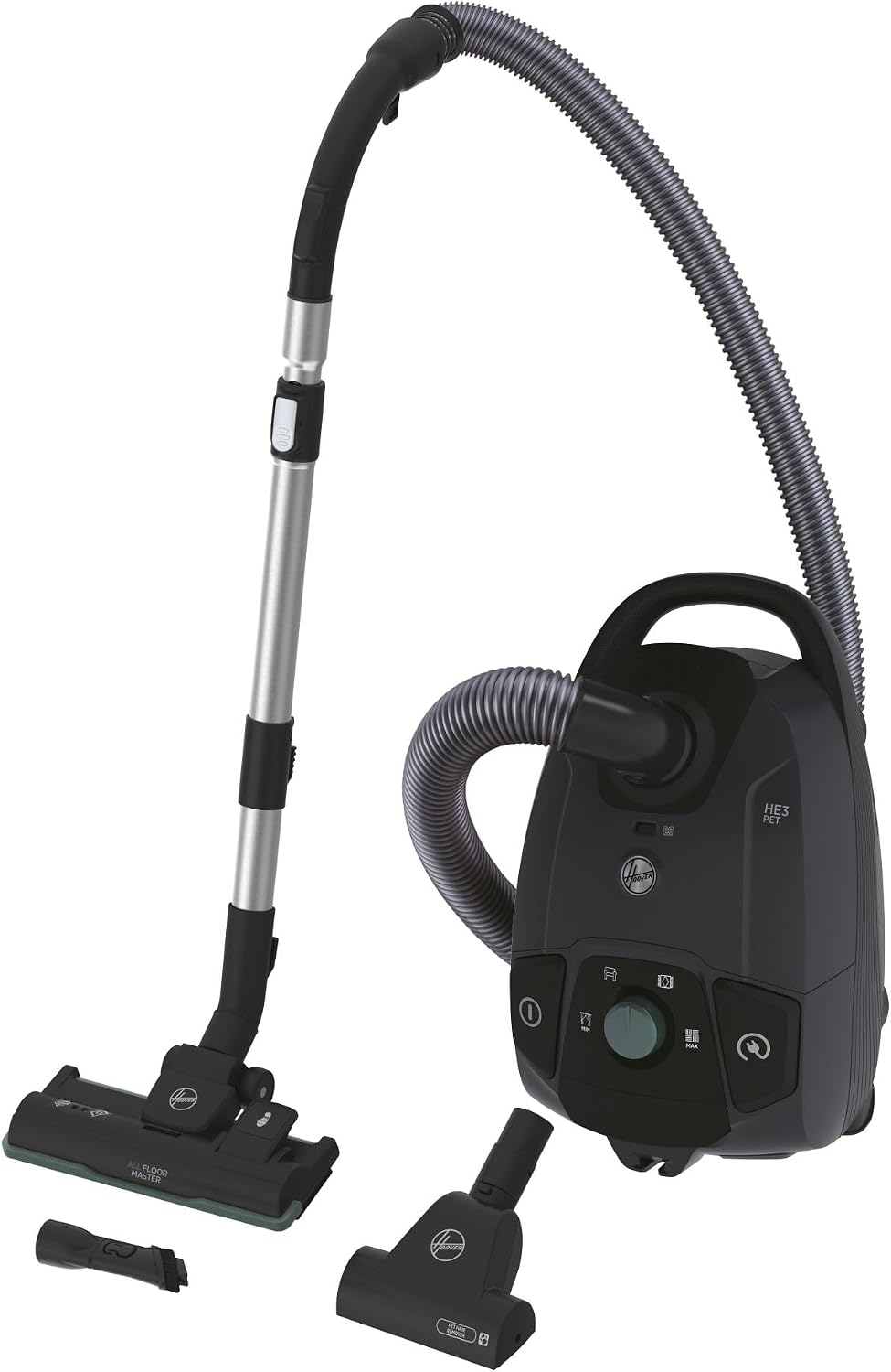 Hoover Aspirateurs traîneaux, 4 L, 850 W, Gris/Vert, HE321PAF Aspirateur Traineau avec Sac Compact, Brosses Tous Sols
