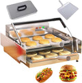 Machine Fours grille-pain, 800 W, Argenté, à Burger à Double Couche en Acier Inoxydable avec Minuterie, Température Réglable de 50-300℃(silver)
