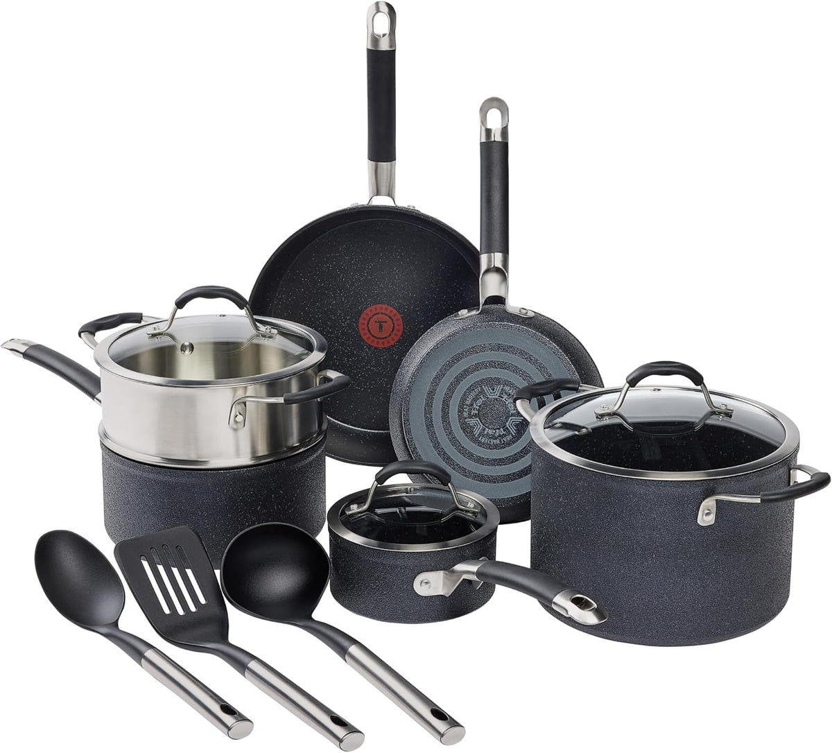 Tefal batterie de cuisine, Noir, T-fal Stone Force Platinum antiadhésive 12 pièces