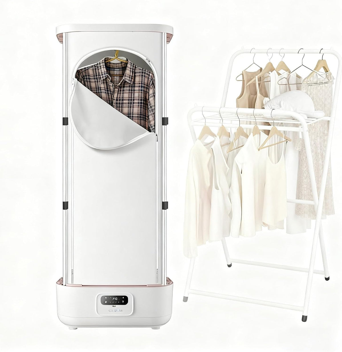 armoire Gavscient, Gris, Fer à vapeur sur pied, fer à vapeur vertical, pliable portable et à vapeur