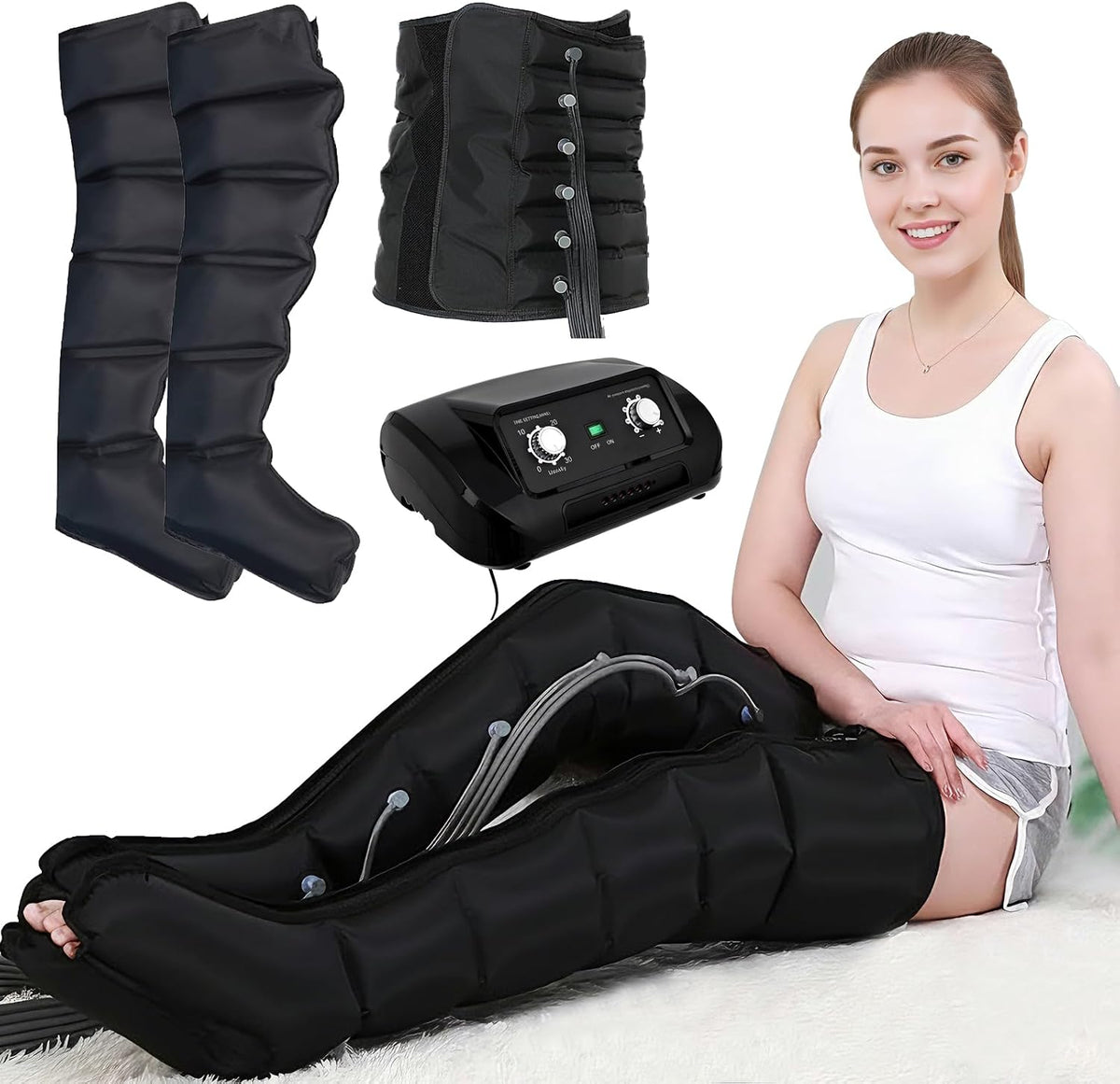 Bottes appareil de massage, Noir, Machine Pressotherapie Professionnelle