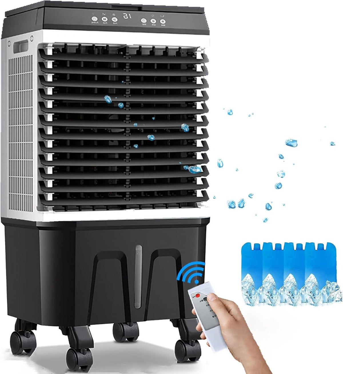 CuNtoHHH purificateur d'air, 40 L, Blanc, Refroidisseur d'air Industriel avec réservoir d'eau, Ventilateur à 3 Vitesses