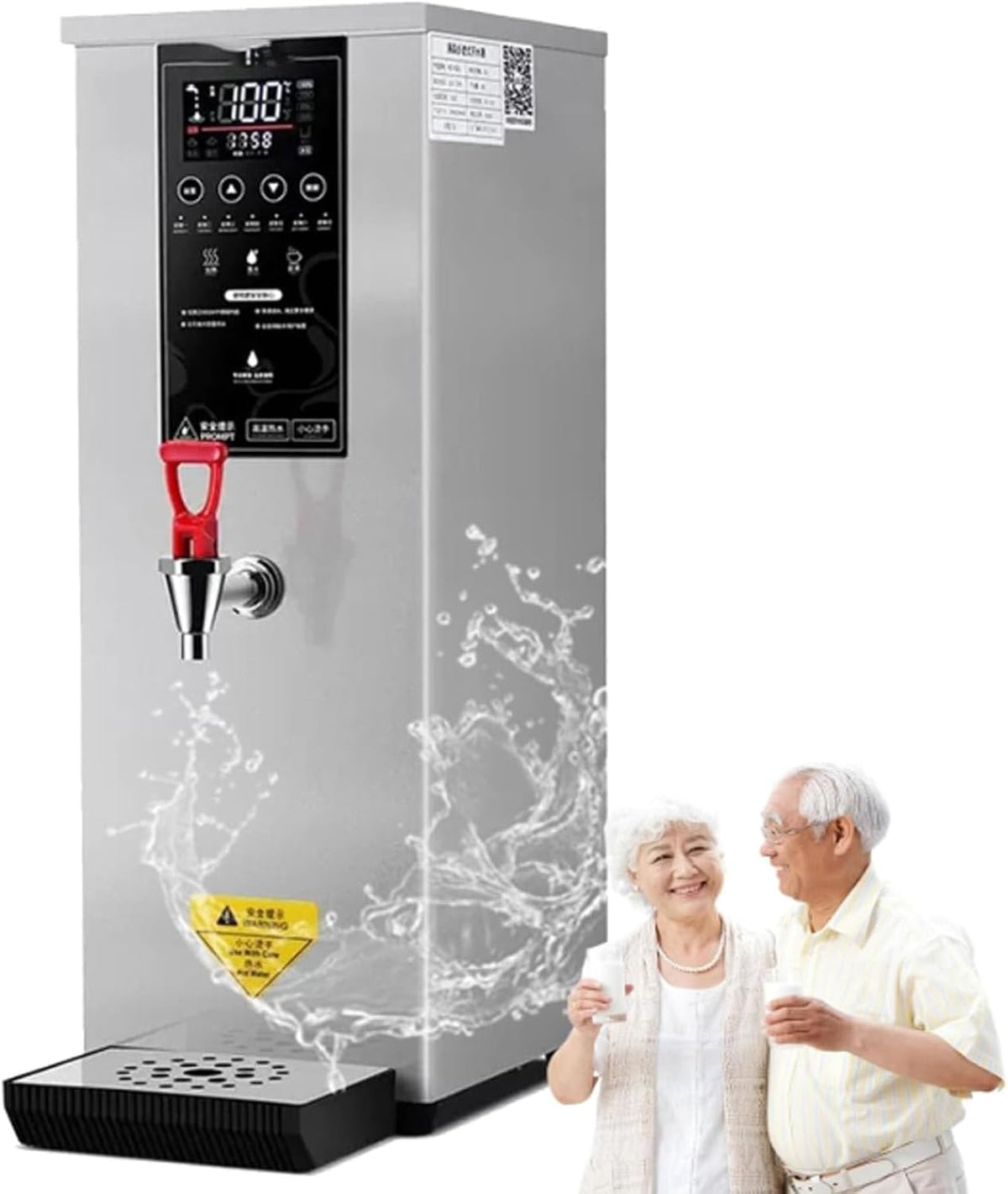 Oiyekntd distributeur d'eau chaude, 22,1 x 40 x 64 cm, 8 L, 3000 W, 220 V, Argenté, commercial, chauffe-eau électrique et distributeur