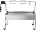 LKJVFCPW Grills électriques d'extérieur, 128,8 x 55,1 x 100,5 cm, Argenté, agneau et sauvage - Chariot de barbecue avec roulettes