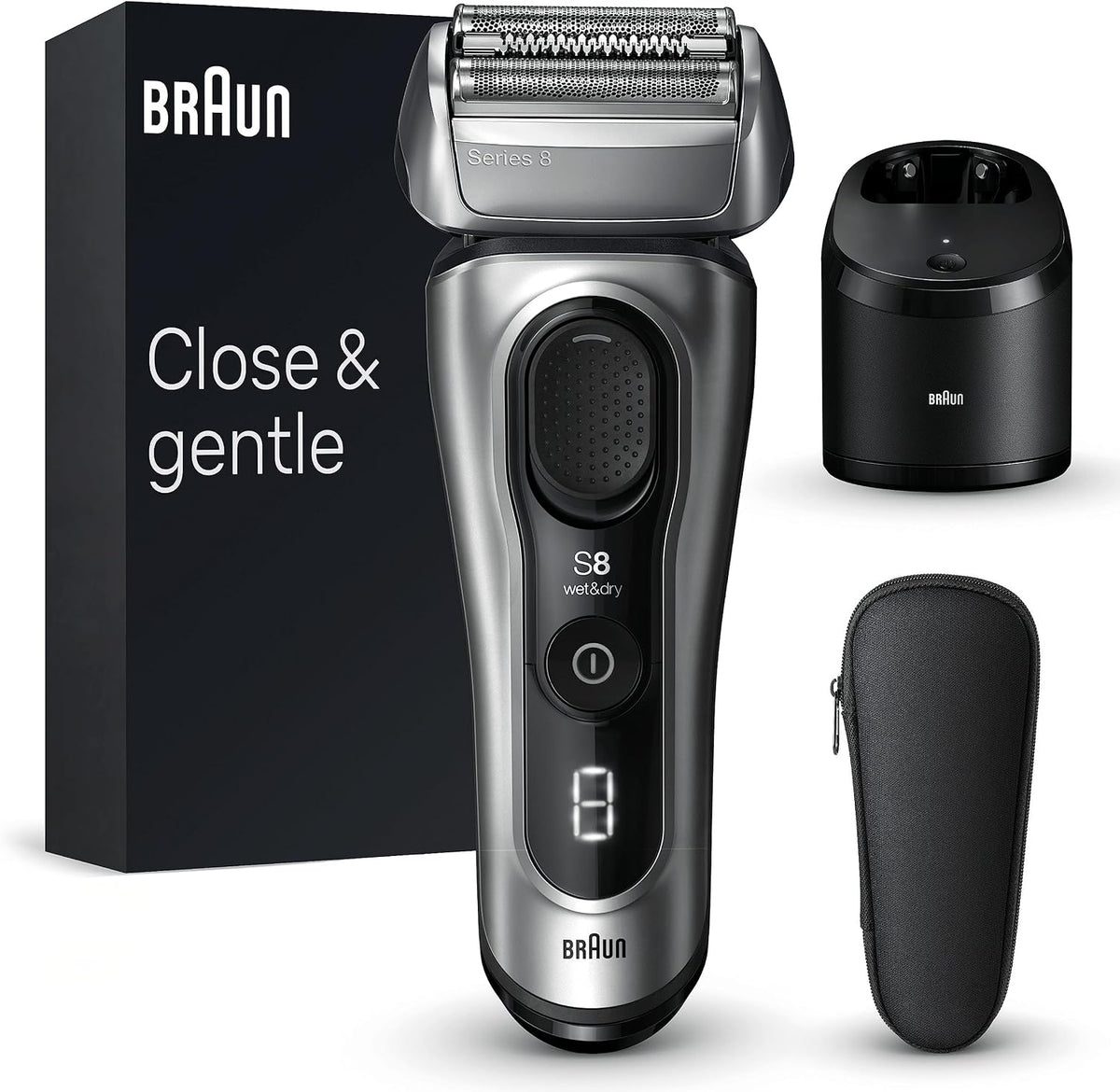 Braun Rasoirs à grille, Marron/Argenté, Series 8 8567cc Rasoir Électrique Pour Homme, 4 Éléments De Rasage