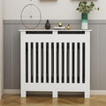 Cache Pièces et accessoires pour radiateur, Noir, -radiateur moderne pour plinthe avec lattes verticales, idéal pour le salon