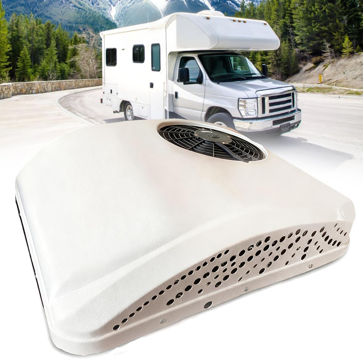 RETRIN Climatiseurs, 12 V, 24 V, 48 V, 120 V, 220 V, Blanc, Climatiseur de Toit DC Électrique, 2 en 1 Chauffage et Refroidissement pour Camping-Car