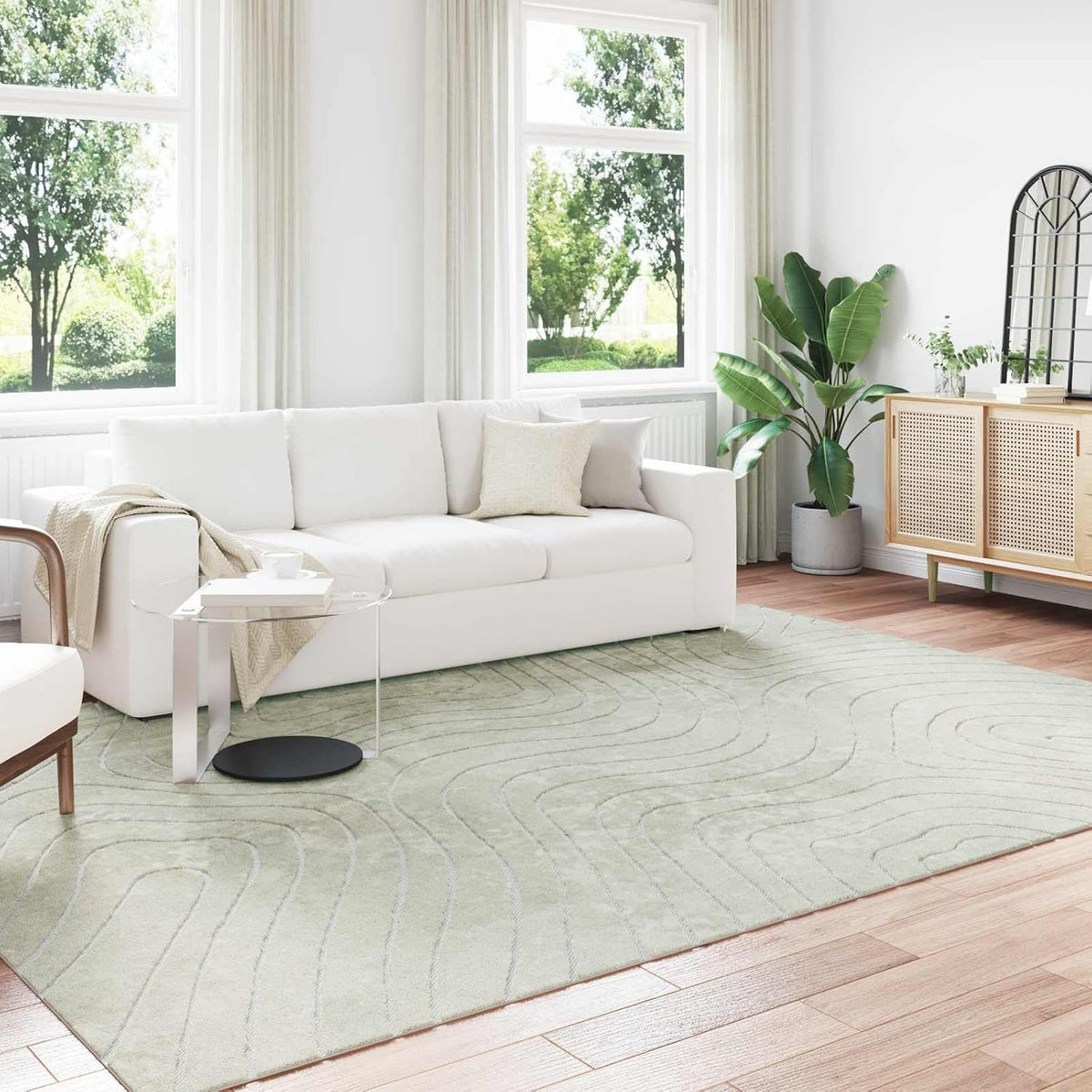Runheo Tapis de décoration, 240 x 340 cm, polyester., vert., terrasse - Durable - Protège le sol - Convient au chauffage au sol