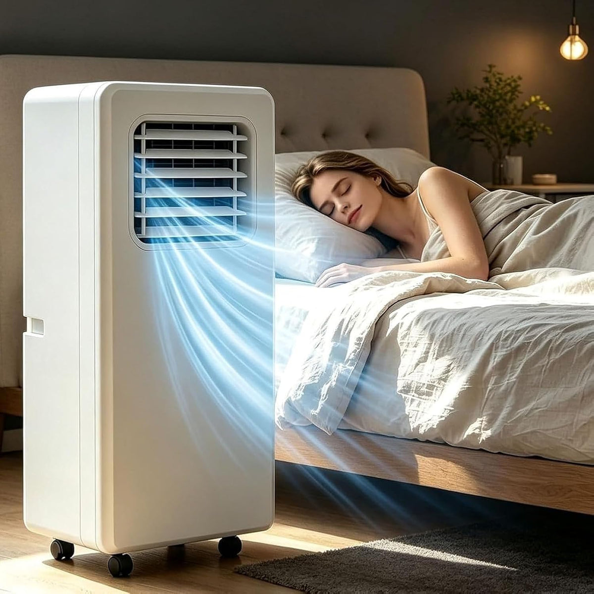 climatiseur portable ZYANBIN, 12000 BTU, 18000 BTU, 12000btu, Blanc, Climatiseur Mobile Réversible Monobloc sans Unité Extérieure