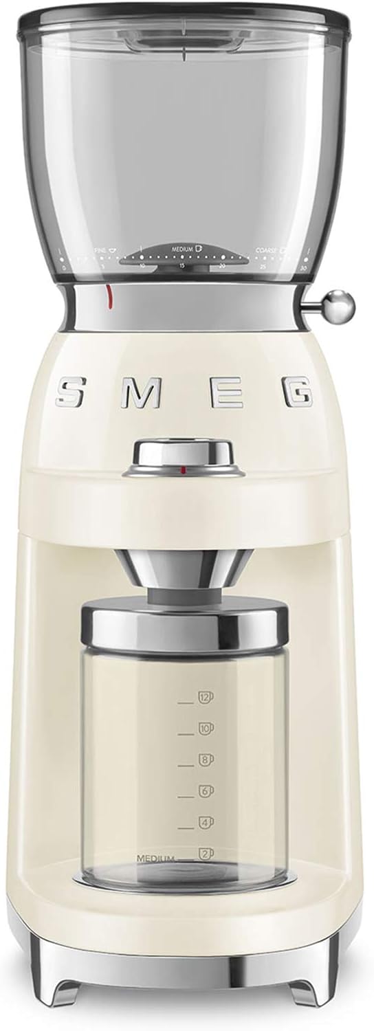 Smeg Moulins électriques à cônes, 350 g, 150w, Noir, Moulin À Café Crème - CGF01CREU