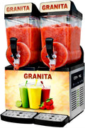 Machine sorbetière, 2 × 15, 1000 W, Noir, à Granita Professionnelle L - Granité/Slush - Éclairage LED - Gaz R290