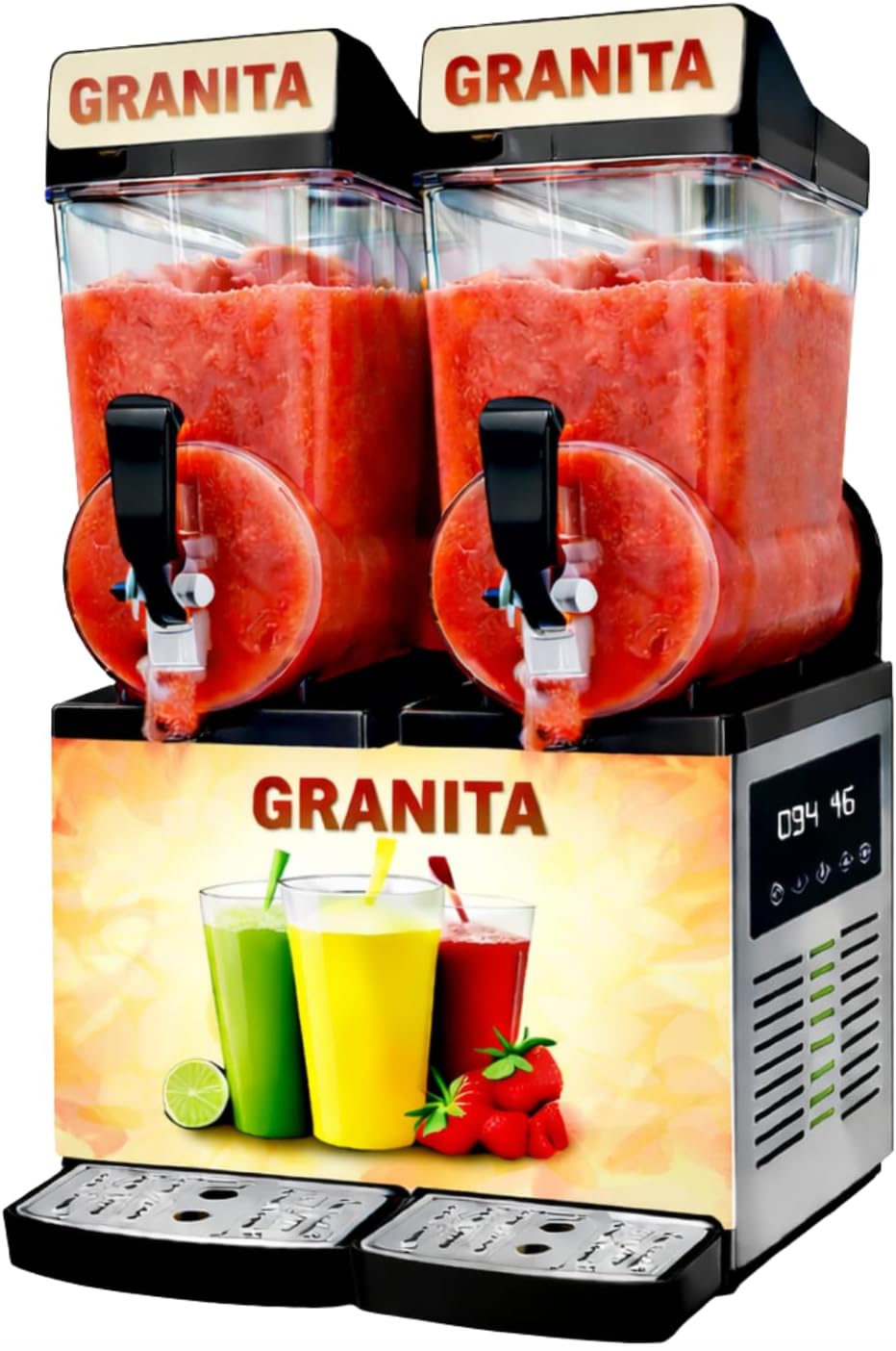 Machine sorbetière, 2 × 15, 1000 W, Noir, à Granita Professionnelle L - Granité/Slush - Éclairage LED - Gaz R290