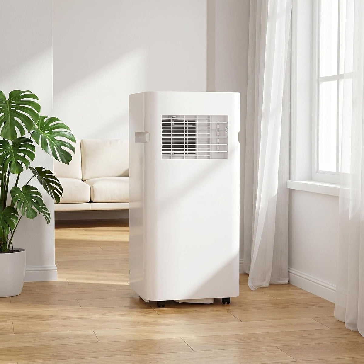 HUANQIN climatiseur portable, 12000 BTU, 28 m, Noir, Refroidissement Rapide et Déshumidificateur, Silencieux