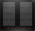 AMZCHEF table de cuisson à induction, 60 cm, 4 zones dont 2 flexibles, 7400 W, Noir