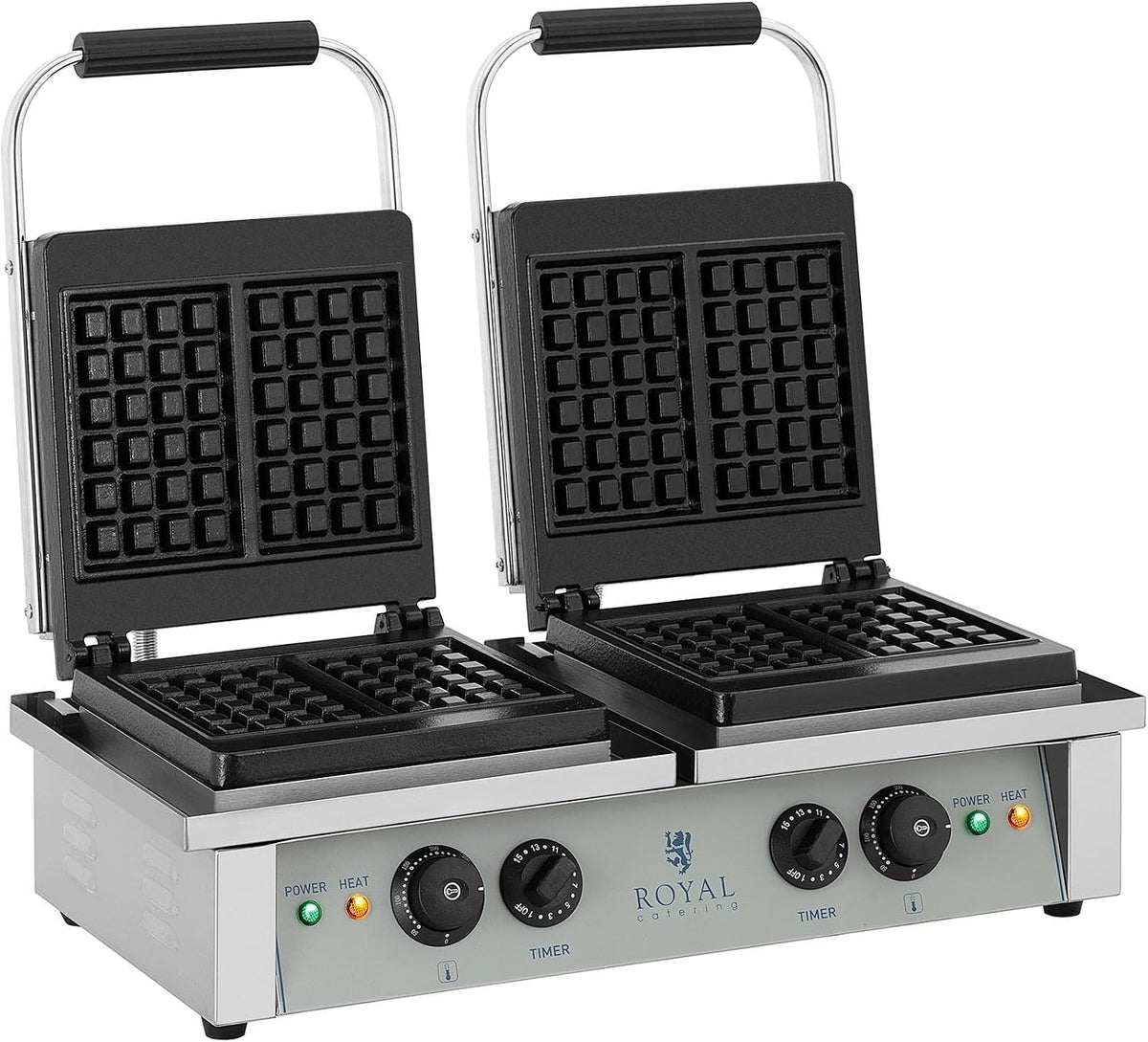 Royal Catering gaufrier, 37x62,5x50 cm, 2 x 2.000, 10 x 17 cm, Noir, Machine à Gaufres Carré RCWM-4000-E (