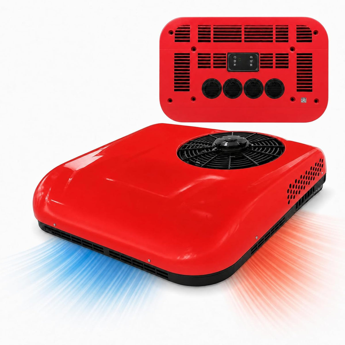 Xjymposium Climatiseurs, 850 W, 24 V / 12 V, Jusqu'à 20 dB, Blanc, rouge, Climatiseur De Toit pour VéHicules De Loisirs