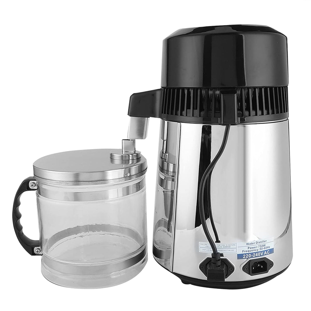 bureau Fdit, 4 L, 220 V, Argenté, Distillateur D'eau en Acier Inoxydable, Purification pour Comptoir Domestique avec Arrêt Automatique