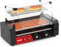 Awgpd Appareils à hot dog, Argenté/Noir, Machine à rouleaux Hot Dog, 12 Hot Dogs et 5 rouleaux anti-adhésifs