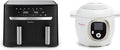 Moulinex friteuse à air chaud, 8,3 L, 6 L, Argenté, LOT air fryer deux compartiments, Dual essential inox, EZ901820 +