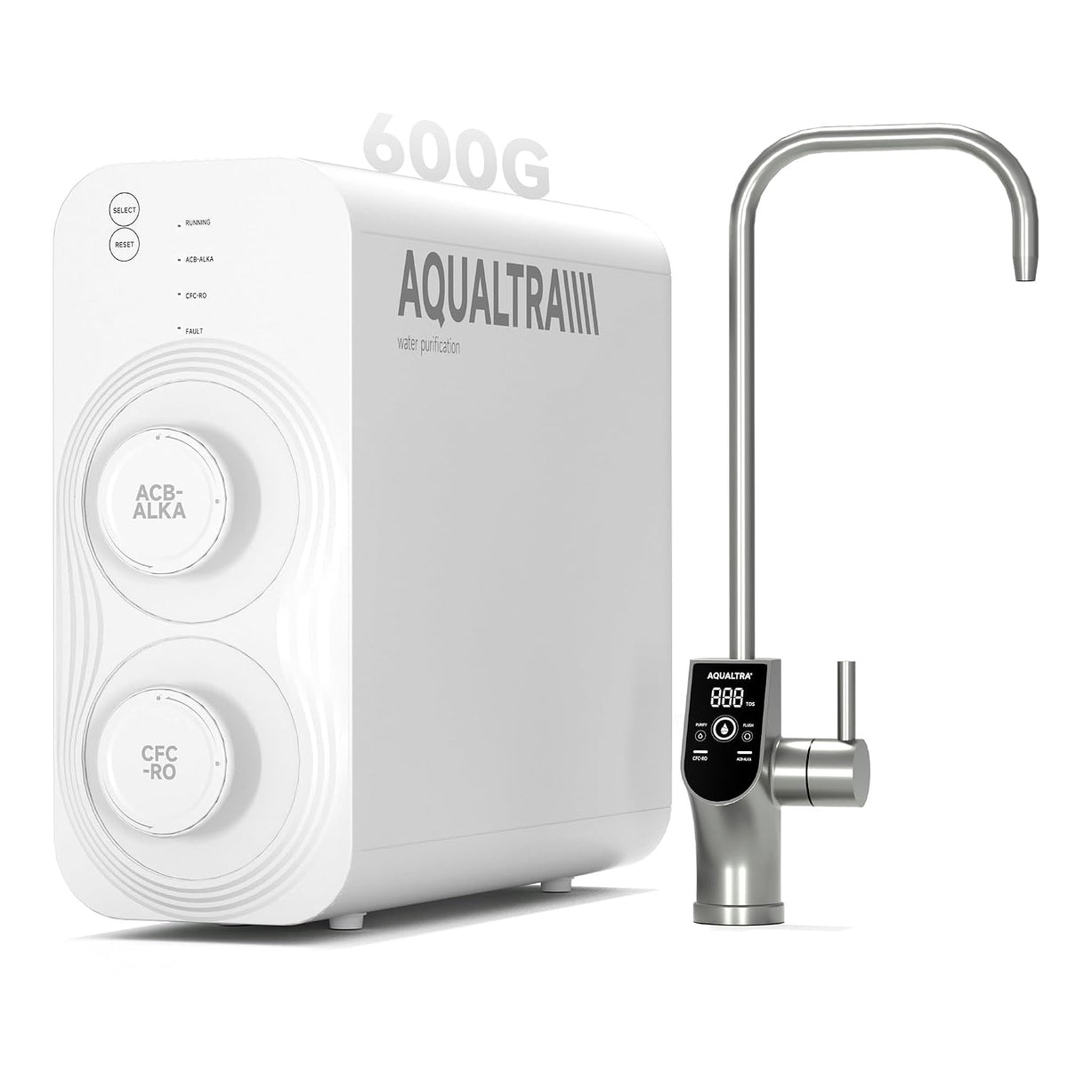 AQUALTRA Filtres sous éviers, Noir, USF-AR-600 Système d'osmose inverse sous évier, osmoseur alcalin 10 étages sans réservoir