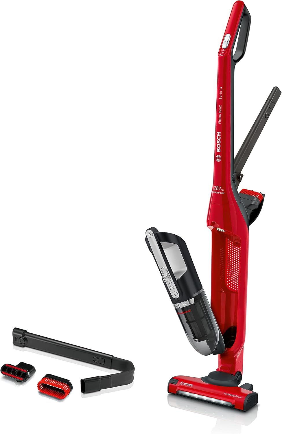 Bosch aspirateur balai sans fil, Noir, BBH3ZOO28 Série 4 Flexxo - Aspirateur balai 2en1, portée de main