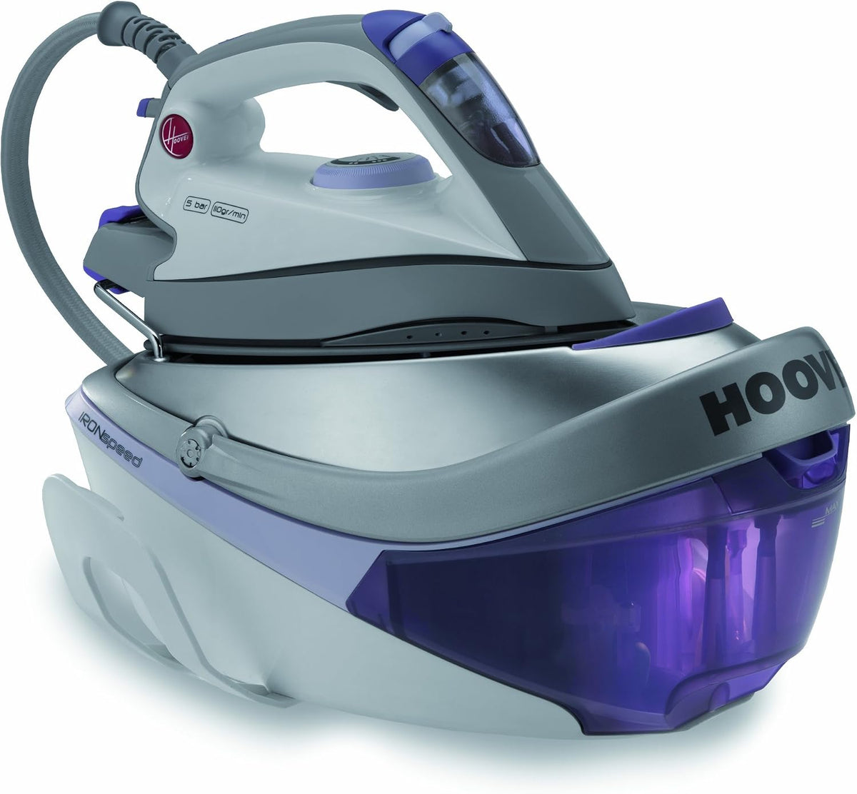 Hoover centrale vapeur, 110 g, Noir, - srd4108 - 5bars /mn autonomie illimitée IRONSPEED