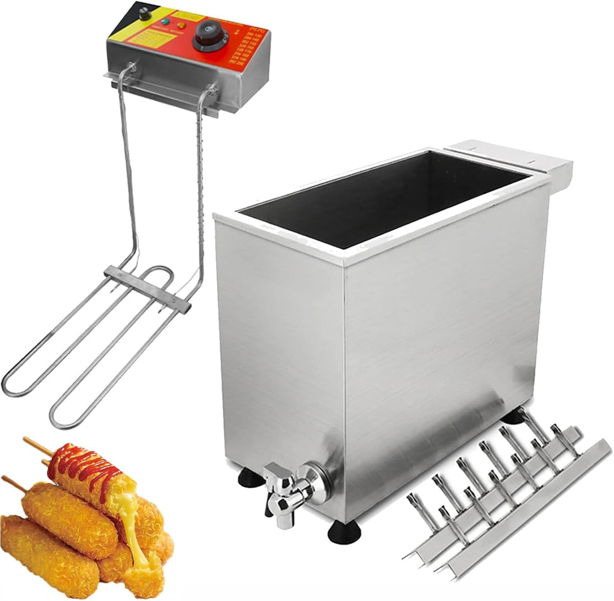 guoyjmm Friteuses, 25 L, 3000 W, la machine est en acier inoxydable, robuste et a une longue durée de vie., Noir