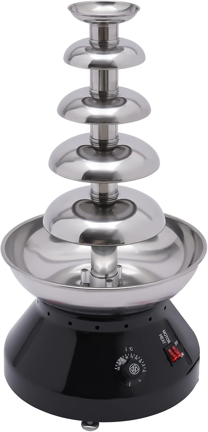 DGJMuu Fontaines et fondues chocolat, ET-CF-51, 3000 ml/ 7 lb, 230 W, 220 V/50 Hz, acier inoxydable de qualité alimentaire, PP de qualité