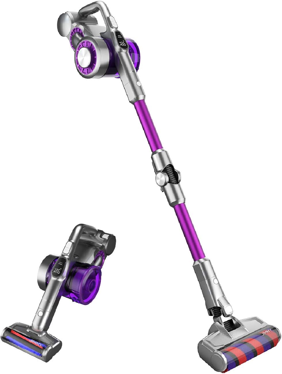 Jimmy aspirateur balai sans fil, Noir, JV85 Pro avec Tube Principale Flexible avec Batterie Amovible, 200AW et écran LED