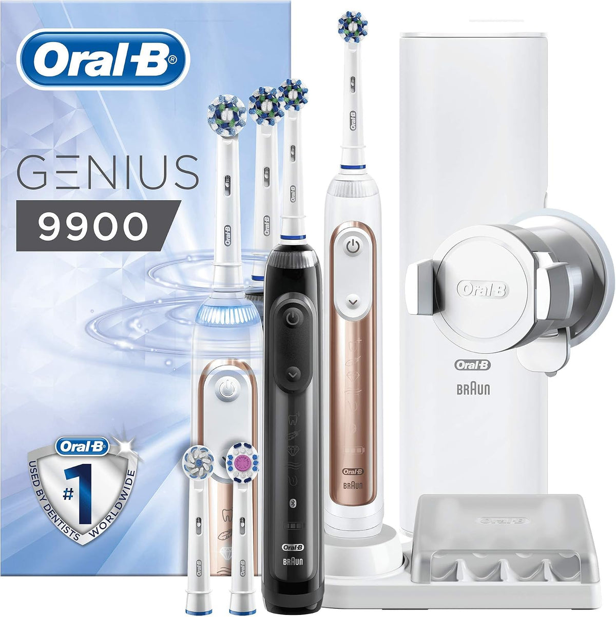 Oral-B Rotatives, Noir, ORAL B elec Genius 9900 CrossAction Brosse à Dents Électrique Rechargeable