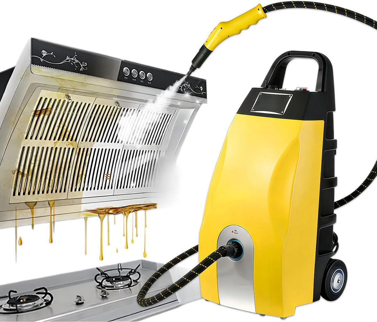 Glowdora nettoyeur vapeur, 3000 W, 3,5 L, Jaune, Polyvalent, Grand Réservoir, Chauffe Rapide (40 S), Nettoie en Profondeur Grilles De Barbecue
