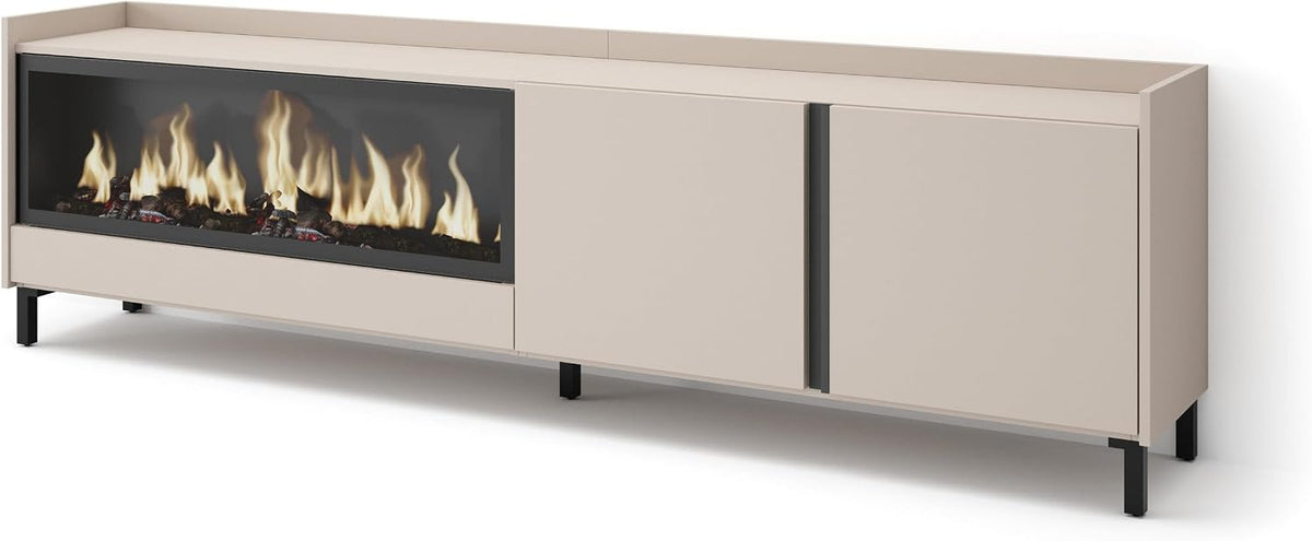 Skraut Home cheminée électrique, 107 cm de large, 32 cm de haut., 34w., 212x61x35 cm, Beige, Meuble TV, Banc Télé